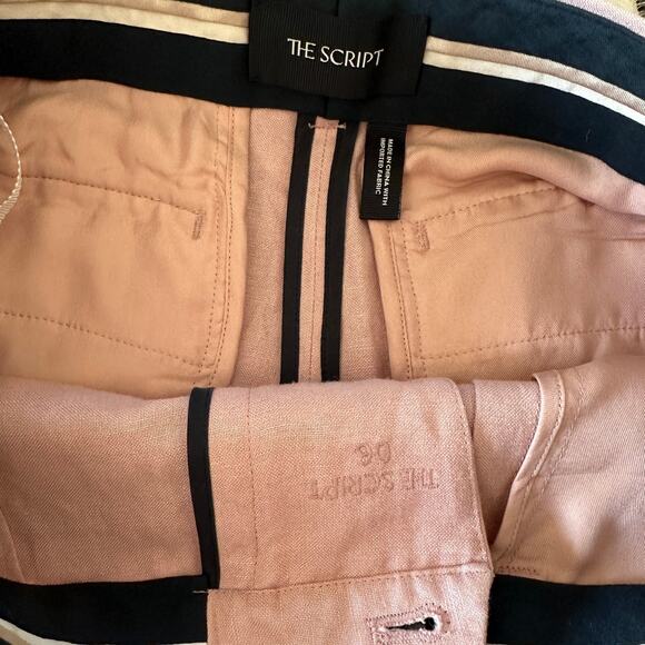 THE SCRIPT | Petal Pink Sofie Linen Blend Wide Leg Pleated Front Trousers Sz 6 - Picture 5 of 5